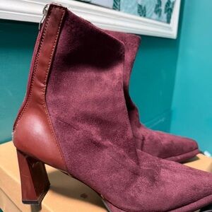 Boots Burgundy Suede Heeled Boots
